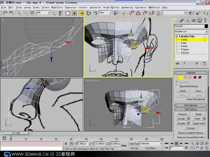 3DMAX人头建模教程 - 3dmax8.ＣＮ