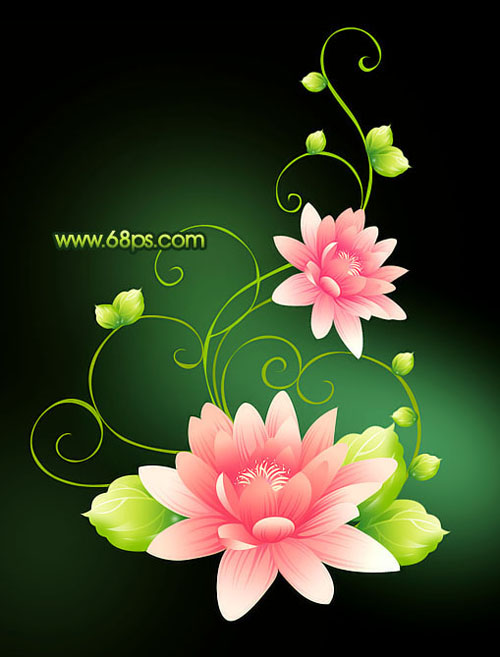 Photoshop绘制漂亮的花朵叶子蔓藤
