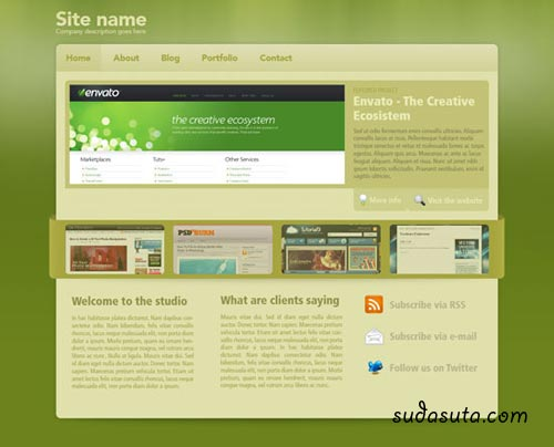 Photoshop详解制作漂亮的绿色首页模板