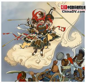 PS鼠绘国画风格孙悟空闹天宫