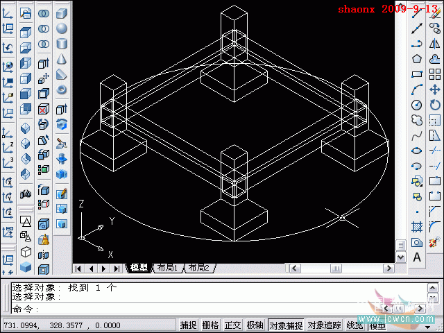 AutoCAD三维建模教程：倒角、面拉升、阵列_中国教程网