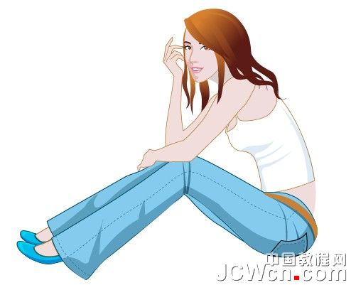 Illustrator鼠绘教程：插画人物系列之清纯美女的绘制-下_中国教程网