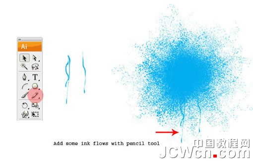 Illustrator教程：彩色墨迹喷溅效果的制作流程_中国教程网