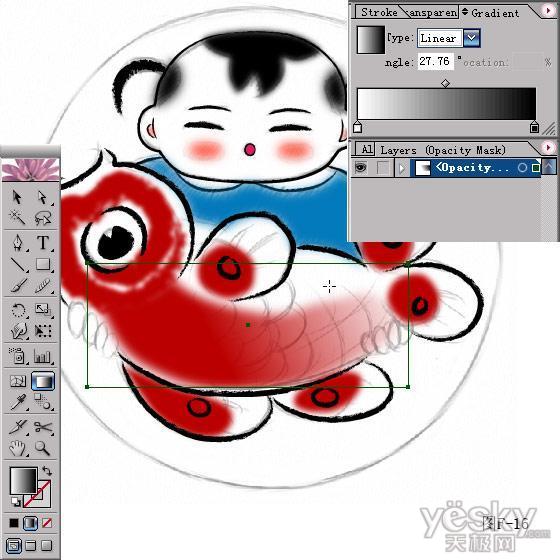 用Illustrator绘制年画“年年有余”_天极设计在线整理