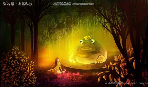 绘画教程：友基温暖插画教程《青蛙王子》