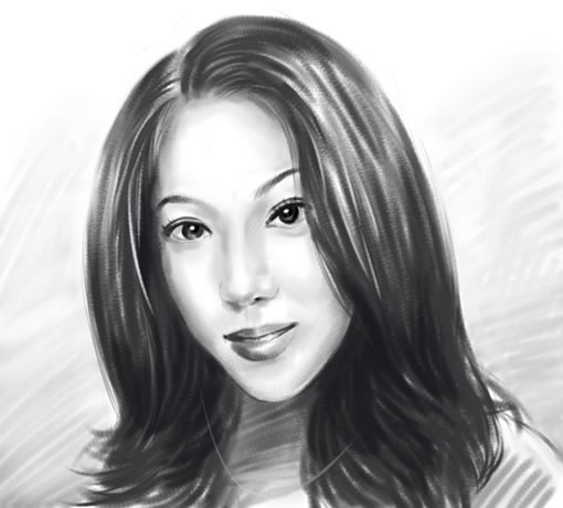painter 7手绘实例教程：素描人物肖像详解_中国教程网