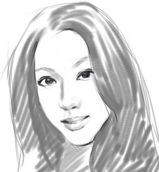 painter 7手绘实例教程：素描人物肖像详解_中国教程网