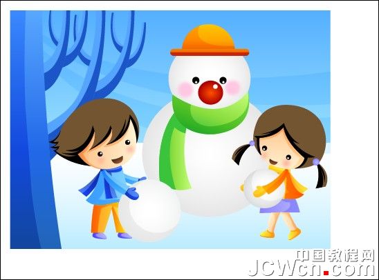 Illustrator鼠绘教程：绘制雪地上堆雪人的孩童插画（上）_中国教程网