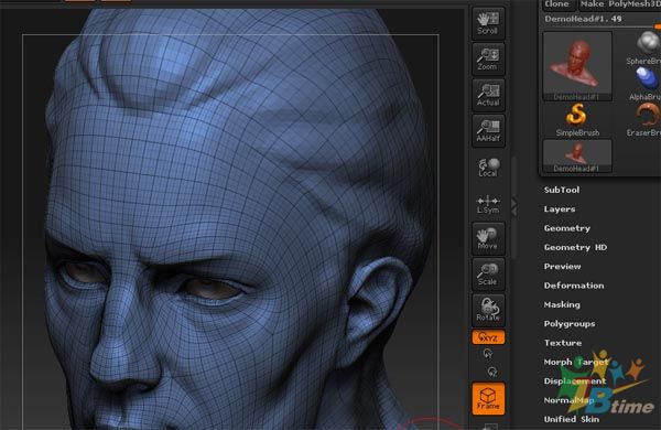 ZBrush实例教程：改善模型网格的扭曲