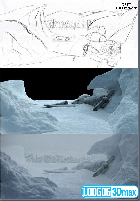 3dsMax实例教程:冰块和积雪摧毁场景_网页教学网