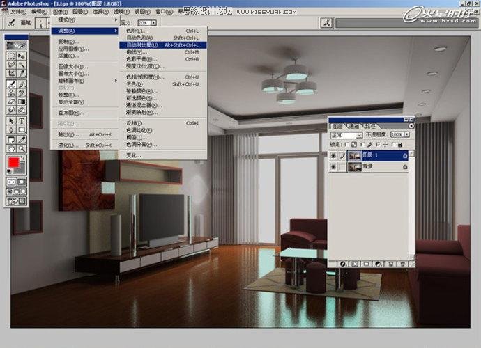Photoshop修正发灰的室内装修效果图,PS教程,思缘教程网