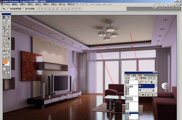 Photoshop修正发灰的室内装修效果图,PS教程,思缘教程网
