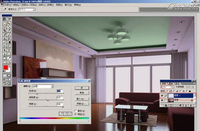 Photoshop修正发灰的室内装修效果图,PS教程,思缘教程网
