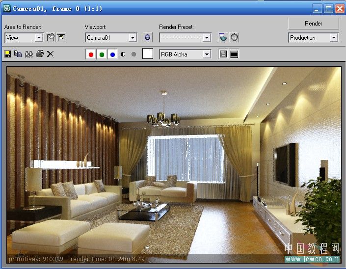3ds MAX渲染实例教程：max 2009 & VRay 效果图制作_中国教程网