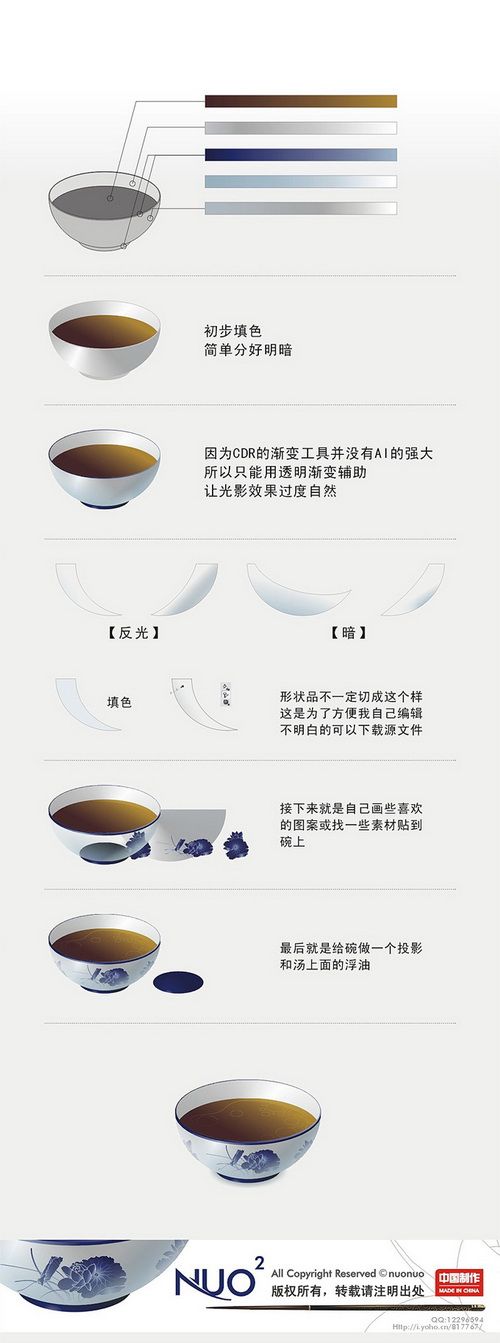 CorelDRAW绘制古色古香的青花瓷碗