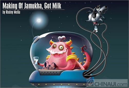 Illustrator制作外星人打劫奶牛