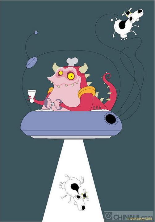 Illustrator制作外星人打劫奶牛