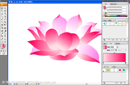 Illustrator CS3绘制矢量荷花插画