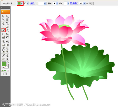 Illustrator CS3绘制矢量荷花插画