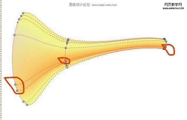 CorelDraw网格填充工具绘制卡通唢呐_网页教学网