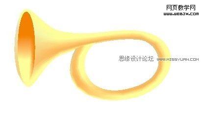 CorelDraw网格填充工具绘制卡通唢呐_网页教学网