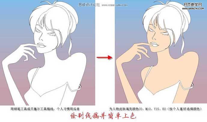 Coreldraw教程:绘制卡通矢量漂亮女孩_网页教学网