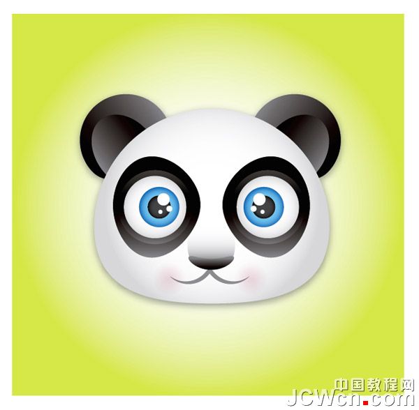 Illustrator鼠绘教程：创建可爱质感熊猫头像图标_中国教程网