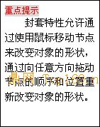 文本框: 重点提示
封套特性允许通过使用鼠标移动节点来改变对象的形状，
通过向任意方向拖动节点的顺序和位置重新改变对象的形状。
