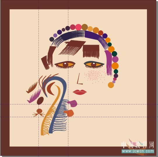 CorelDRAW鼠绘教程：矢量抽象人物装饰画的绘制_中国教程网