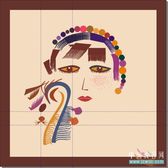 CorelDRAW鼠绘教程：矢量抽象人物装饰画的绘制_中国教程网