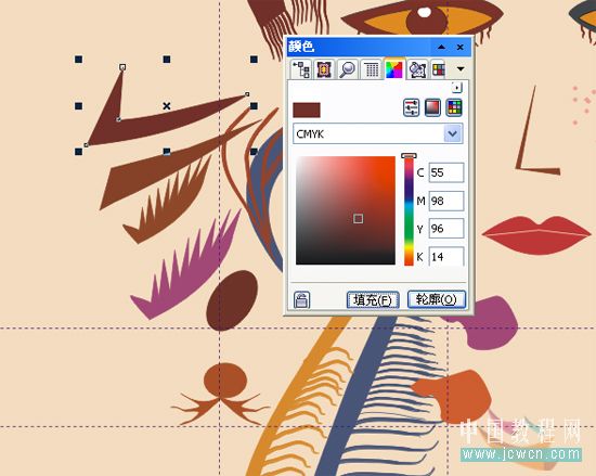 CorelDRAW鼠绘教程：矢量抽象人物装饰画的绘制_中国教程网