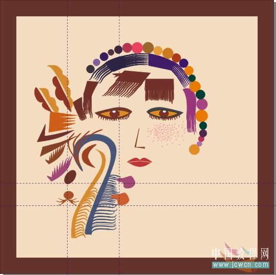CorelDRAW鼠绘教程：矢量抽象人物装饰画的绘制_中国教程网