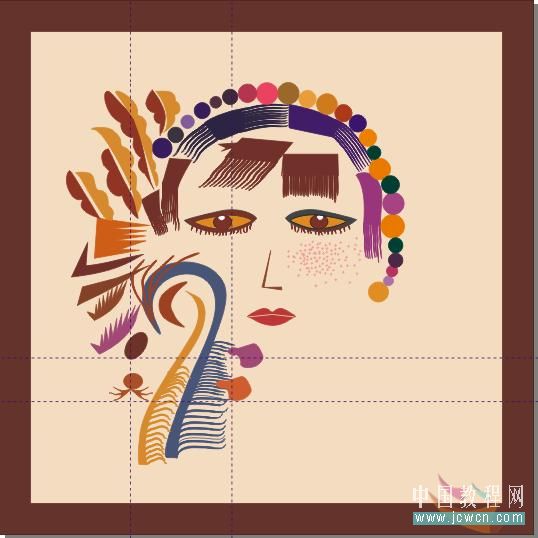 CorelDRAW鼠绘教程：矢量抽象人物装饰画的绘制_中国教程网