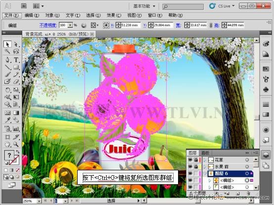 Illustrator CS5教程：通过蒙版功能制作饮料海报,PS教程,思缘教程网
