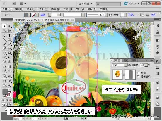 Illustrator CS5教程：通过蒙版功能制作饮料海报,PS教程,思缘教程网