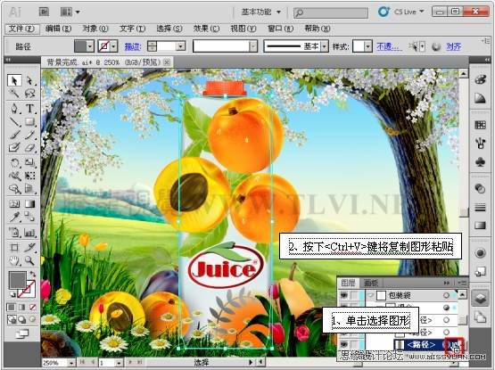 Illustrator CS5教程：通过蒙版功能制作饮料海报,PS教程,思缘教程网