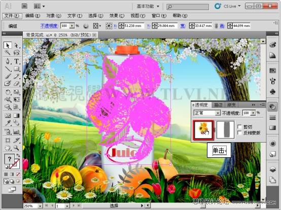 Illustrator CS5教程：通过蒙版功能制作饮料海报,PS教程,思缘教程网