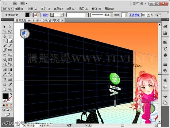 Illustrator CS5新功能：透视网格制作饭店效果图,PS教程,思缘教程网