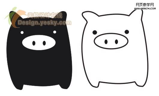 CorelDRAW绘图教程：线条简单绘制小猪