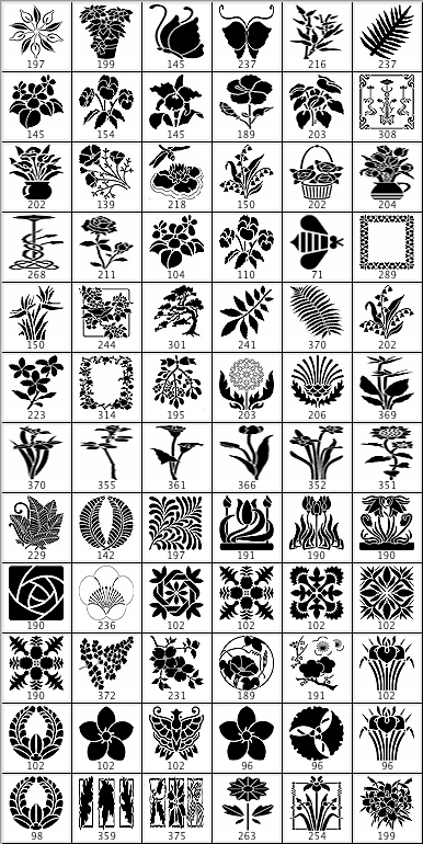 鲜花盆景花纹图案PS笔刷样式图