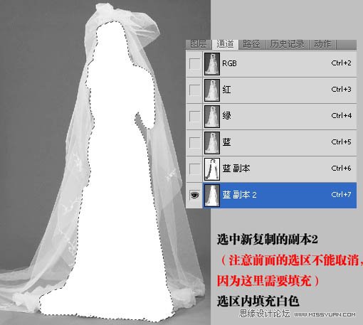 Photoshop使用通道快读给婚纱扣图,PS教程,思缘教程网