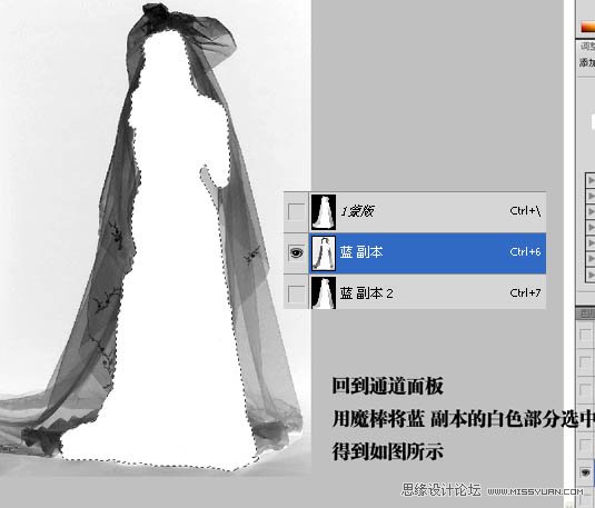 Photoshop使用通道快读给婚纱扣图,PS教程,思缘教程网
