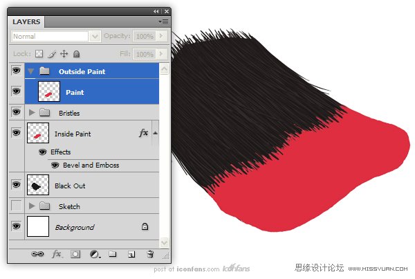 Photoshop绘制逼真的油漆毛刷,PS教程,思缘教程网