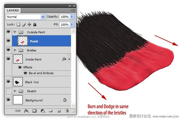 Photoshop绘制逼真的油漆毛刷,PS教程,思缘教程网