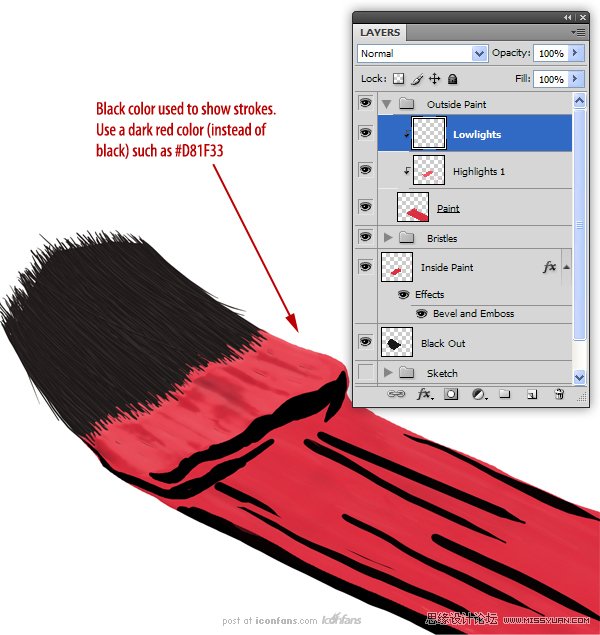 Photoshop绘制逼真的油漆毛刷,PS教程,思缘教程网