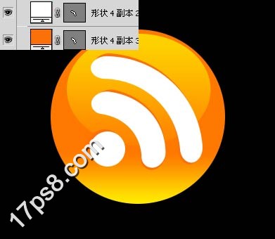 Photoshop打造高光橘色RSS按钮,PS教程,思缘教程网
