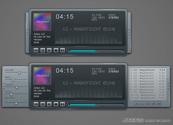 Photoshop设计一个时尚MP3播放器教程,PS教程,思缘教程网