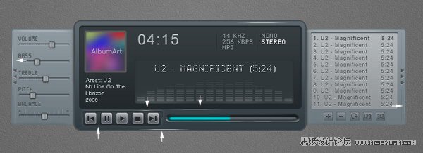 Photoshop设计一个时尚MP3播放器教程,PS教程,思缘教程网