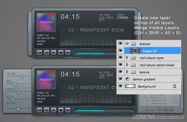 Photoshop设计一个时尚MP3播放器教程,PS教程,思缘教程网