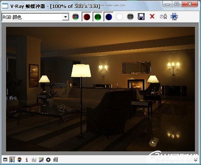 3D MAX实例教程：欧式客厅夜景渲染解析,PS教程,思缘教程网
